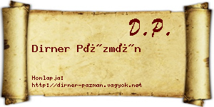 Dirner Pázmán névjegykártya